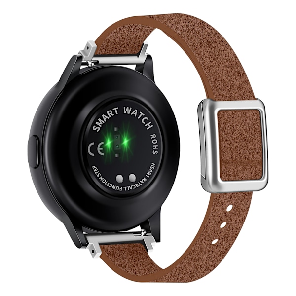 20mm læderrem til Samsung Galaxy Watch6 Classic 47mm 43mm, med magnetisk foldespænde Brown Silver Buckle