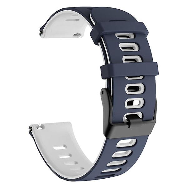 20mm dobbelt farvet silikone rem til Samsung Galaxy Watch6 Classic 47mm 43mm / Garminactive 5 Midnight Blue White