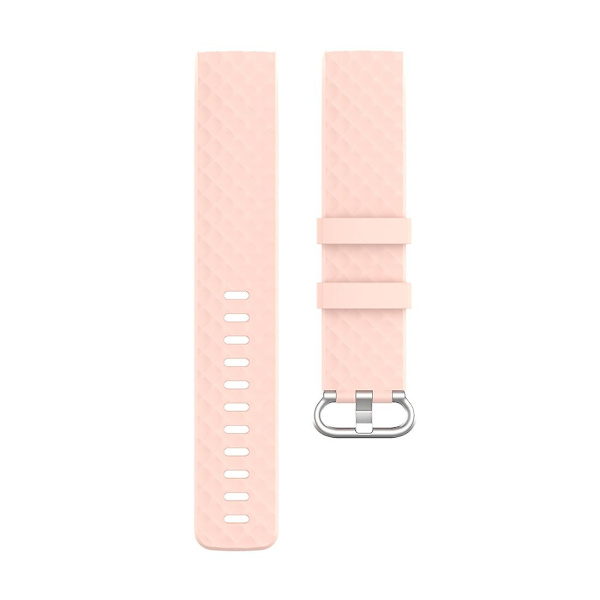 18 mm Silverfärgat spänne TPU-handledsrem för Fitbit Charge 4 / Charge 3 SE, storlek: L Light Pink