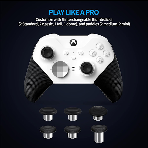 6-i-1 Thumbsticks reservedele passer til Xbox One Elite Series 2 Controller (Sort)A