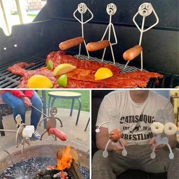 Bærbar pølsebrødstativ Grill Grillpølse Metallverktøy Grillpølseholder Ovnsstekestativ for utendørs camping A