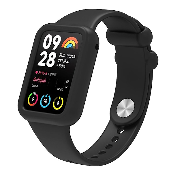 Blød silikoneetui til Xiaomi Smart Band 8 Pro, stødsikkert smartwatch-rammecover Black