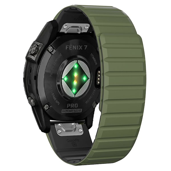 For Garmin Fenix 5 / 5X / 6X / 7X urrem 22mm Dual Color Silikon Smart Watch Band Army Green  Black
