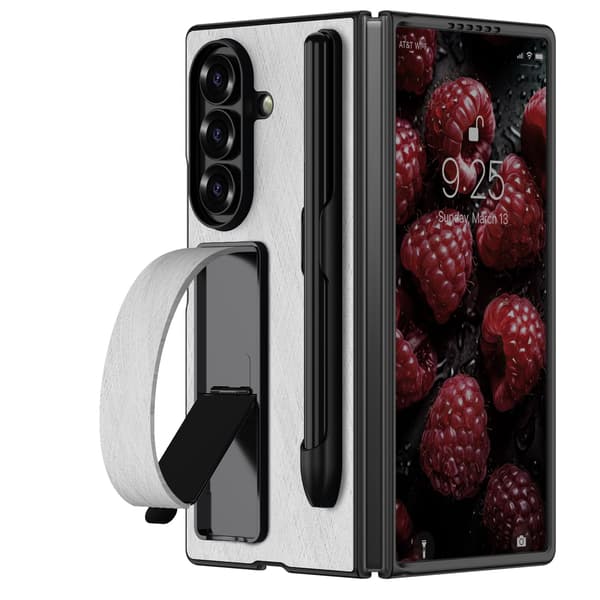 Etui til Samsung Galaxy Z Fold 7, med penn og støtte for håndleddsstropp White