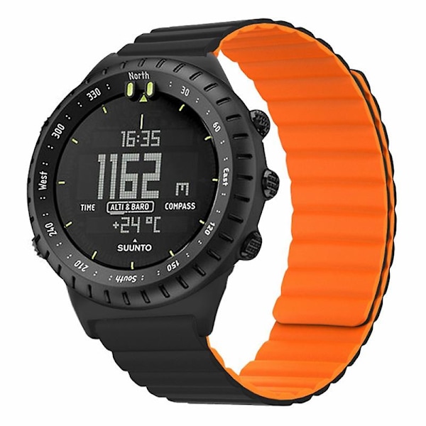 22mm iholle ystävällinen silikoniranneke magneettisella kellonauhalla Suunto Corelle Black Orange
