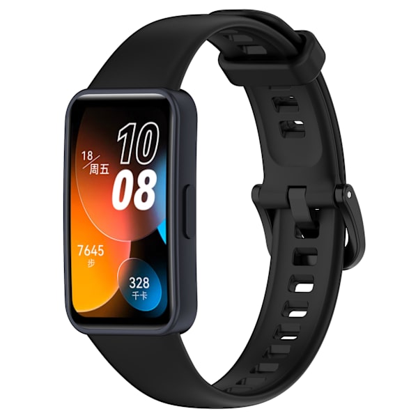 Ersättningsarmband 24mm PU-läder klockarmband för Huawei Band 8 Black