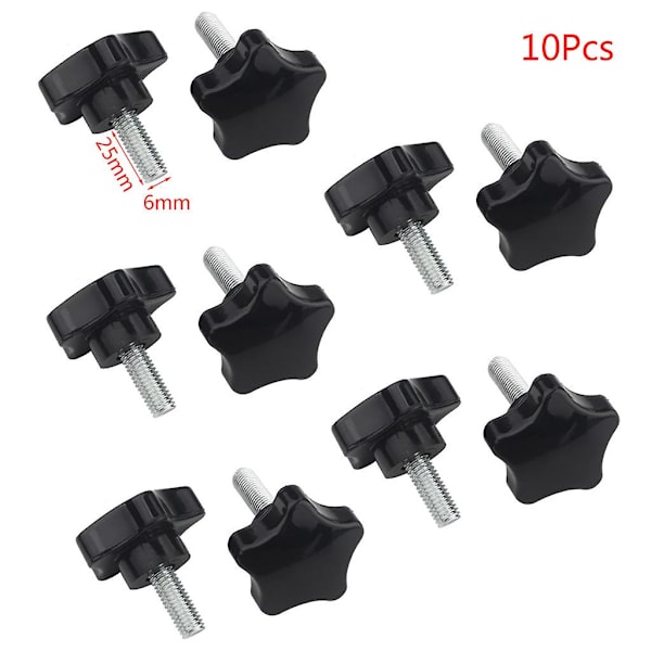 10 stk M6/m8 håndskrue femstjerners formet hodegjengeklemmeskruer Boltknott 6*25mm