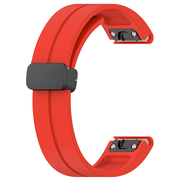 Silikone urrem 26mm folde sort spænde urrem til Garmin Fenix 7x/7x Solar/tactix 7 Pro Red