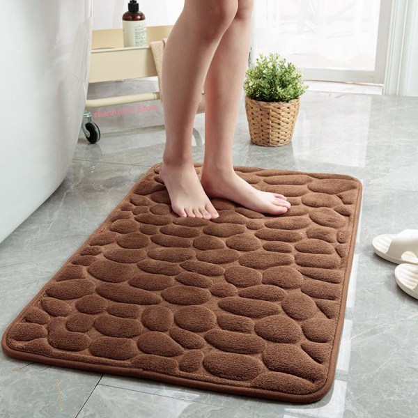 Kylpyhuoneen kylpymatto Liukumattomat matot pesualtaassa Kylpyammeen sivussa lattiamatto Suihkuhuoneen ovimatto Memory Foam Pad Mukulakivi kohokuvioitu brown 40*60cm