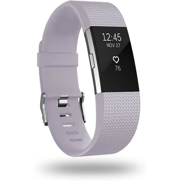 Erstatningsbånd som er kompatible for Fitbit Charge 2, Classic & Special Edition justerbare sportsarmbånd Small Lavender with Slight Gray