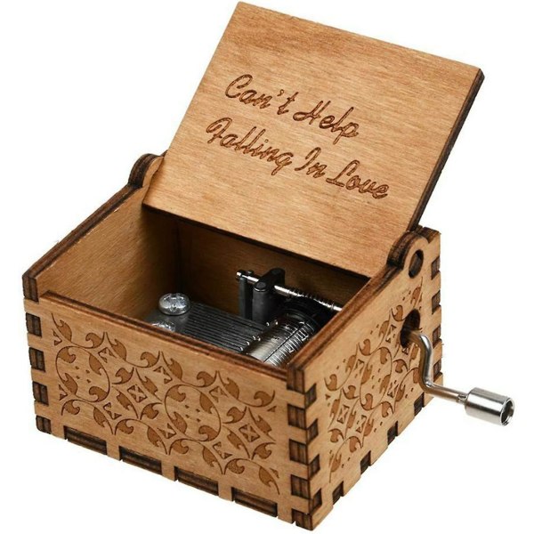 Kan ikke hjelpe Falling In Love Wood Music Box, antikke graverte musikkbokser til bursdag