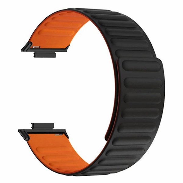 Magnetisk klokkestropp i silikon, justerbart armbånd for Huawei Watch Fit 2 Black Orange