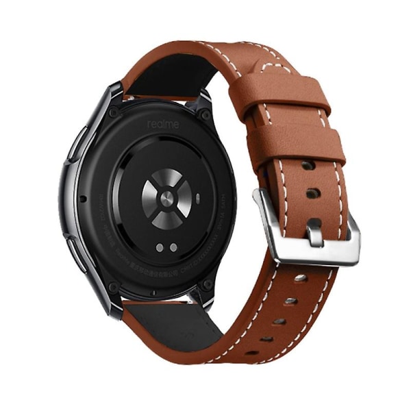 för realme-Watch T1 Band Justerbart Smartwatch Armband Läder Anti-Scratch Light brown