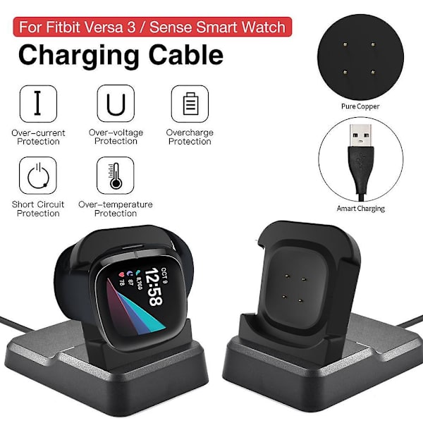 Laddningsdocka för Fitbit Versa 3 Kabelbyte USB Data Cradle Laddningsställ