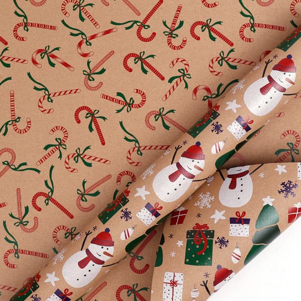 Presentpappersrulle - Vändbart julpapper, 17 tum x 33 fot (04)