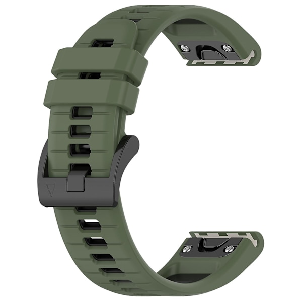 For Garmin Fenix 7X / Fenix 7X Pro Watch Band 26mm Vanntett Lett Silikon Armbånd Olive Green Black