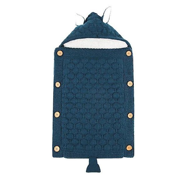 Nyfødte Klapvogn Sovepose Baby Konvolut Strikket Swaddle Fodpose Dark Blue