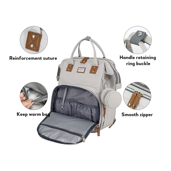 Skötväska för bebis, skötbäddsryggsäck Light Gray