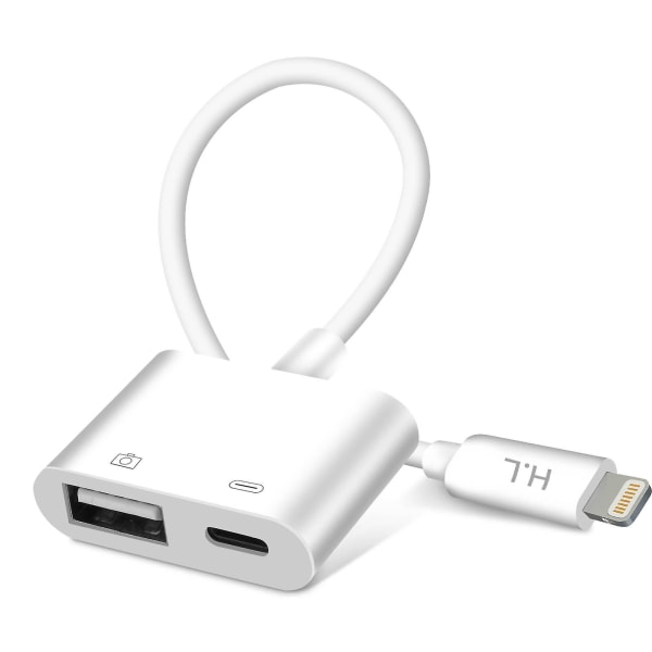 Kompakt Lightning-ladeadapter for IPhone/iPad Lightning til USB - Hvit