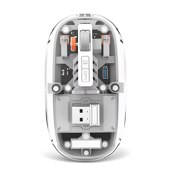 2.4G Transparent Bluetooth Gaming Mus, Tre Tilkoblingsmoduser, Justerbar Dpi (Grå)