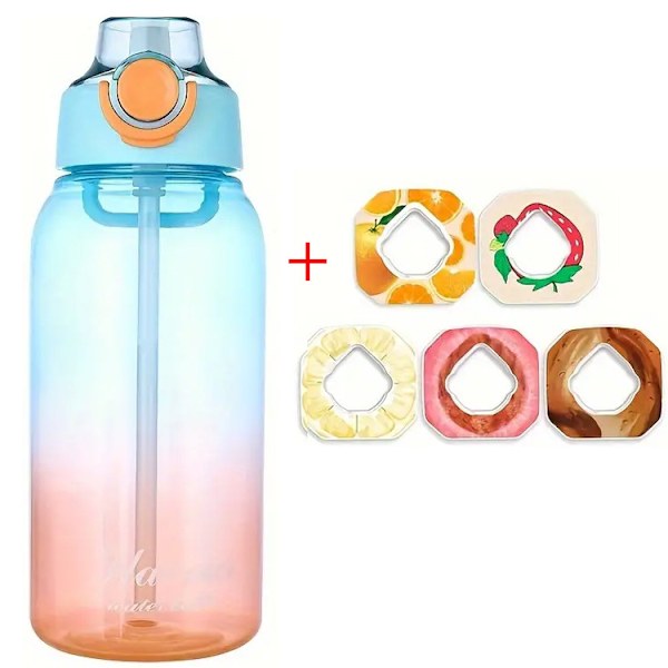 1000 ml Drikkflaske Sett BPA-fri med 5 Smakspods, 0 Sukker, 0 Kalorier Blue