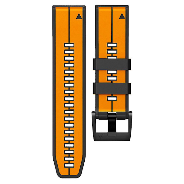 Til Garmin Descent G1/Fenix 7/Fenix 6 Pro/Fenix 5 Plus Dual Color Silikone Rem Orange Black