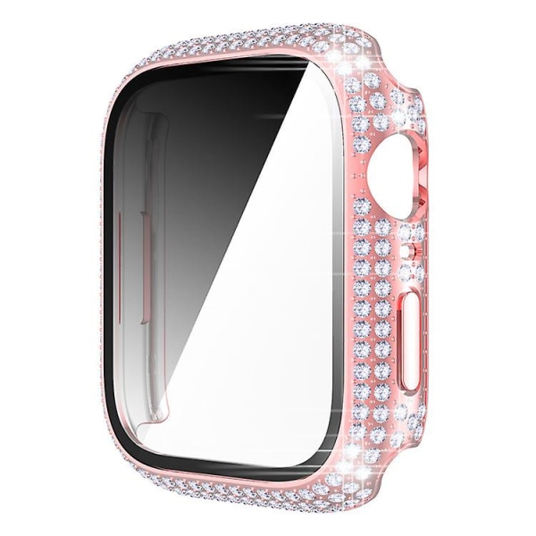 Cover til Apple Watch Case 45mm 41mm 40mm 44mm Tilbehør Diamond Screen Protector Hærdet glas Iwatch Series 7 3 4 8 5 6 Se 42mm series 321 rose pink