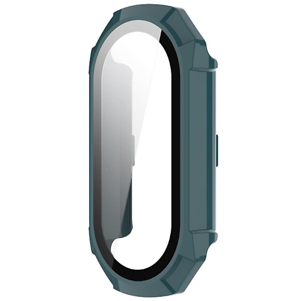 För Mi-Band 8 Full Edge-Screen Protector Case Watch Bumper-Shell Dammtätt cover Pine Needle Green