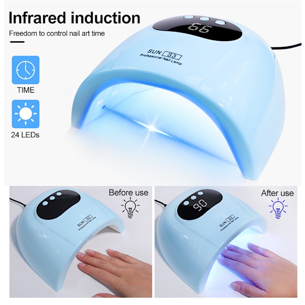 Sun S3 88W 2-i-1 UV LED Lampe for Tørking av Semi-Permanent Neglelakk og UV Gel Hvit