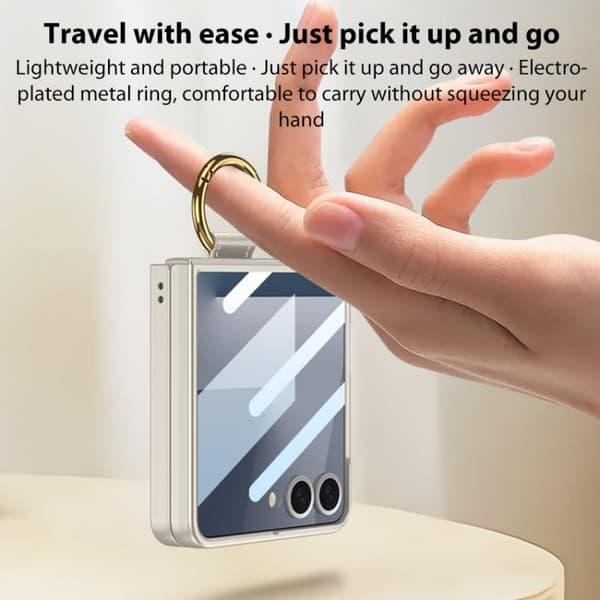 Etui til Samsung Z Flip7, Magsafe magnetisk ultratynn ringstativ (titaniumgrå)
