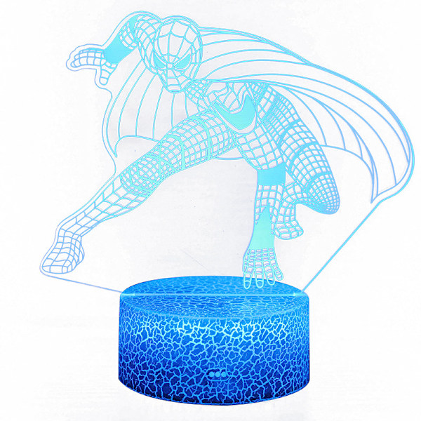 Spiderman serie 3d nattlampa pojke flicka god natt present Vit bas: Färgglad touch 1 16 color remote control