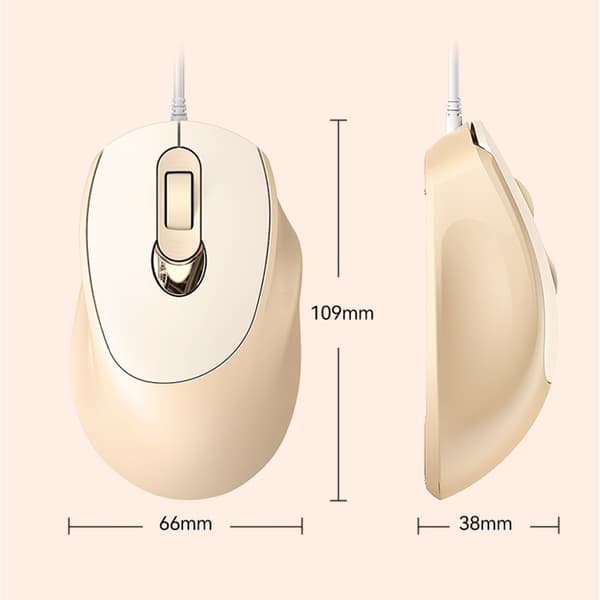 V2 Mus, 4D-knapper, stille klikk, justerbar DPI, ergonomisk design (brun)