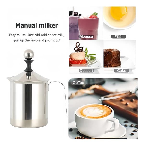 Melkeskummer - 304 Rustfritt Stål Manuell Melke Kaffe Skummer (800Cc)