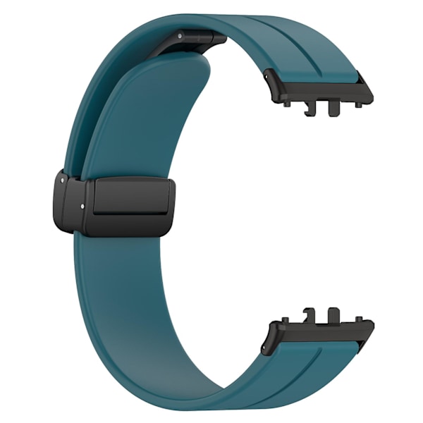 For Samsung Galaxy Fit3 SM-R390 silikone rem til håndled med foldelukning Midnight Green