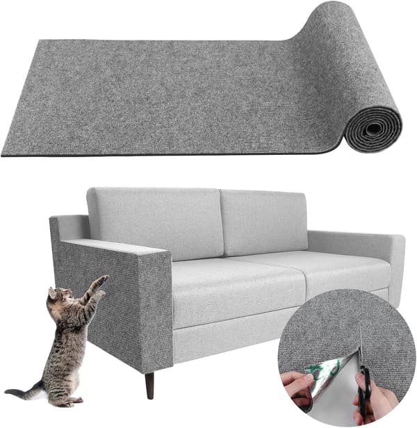 Kattekløsemåtte - Selvklæbende DIY Sofa Kattekløsebeskyttelse (Lysegrå, 30×200Cm)