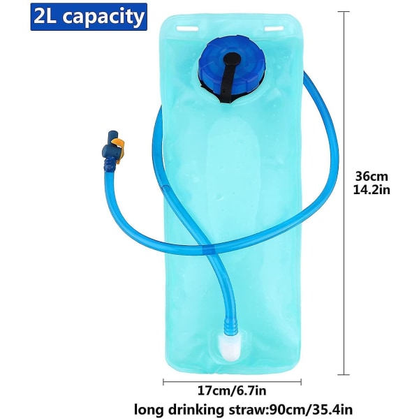 Hydration Blære Foldevandspose med drikkeslange 2L Vandblære Lækagesikker campingvandpose