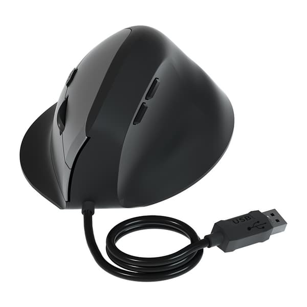 Ergonomisk Lodret Mus, 1600Dpi Stille Knap Usb Ledning (Sort)