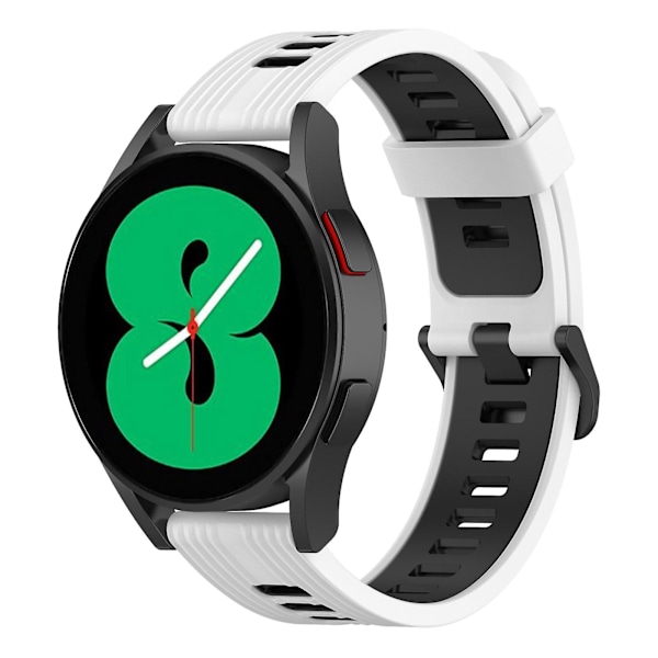 Samsung Galaxy Watch 5 Pro 45mm/Huami Amazfit Bip 3 Pro kaksivärinen 20mm silikoniranneke, raidallinen design, vaihdettava ranneke White   Black