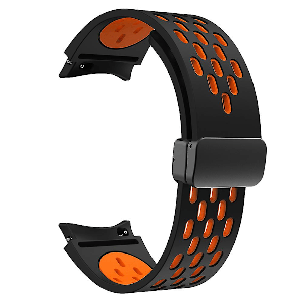 KLB-SSCXKGJ-002 Samsung Galaxy Watch4 / Watch 5 Pro / Watch6 -hihna magneettisella mustalla soljella Black  Orange Black Buckle