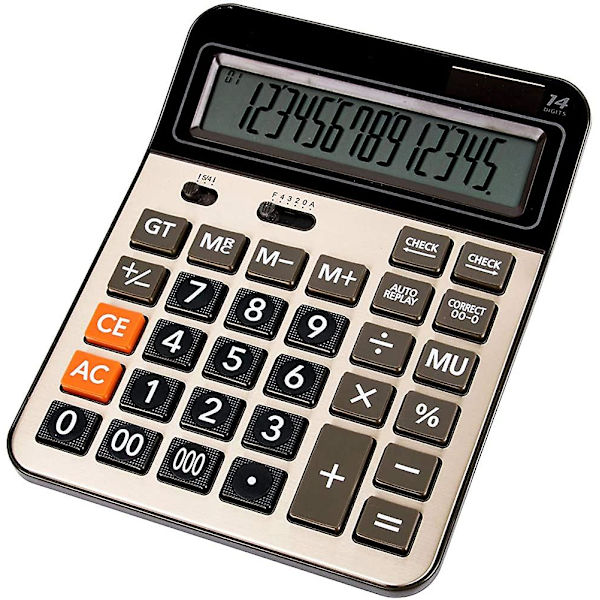 Solar Battery Desktop Calculator Stor dobbel drevet profesjonell kalkulator