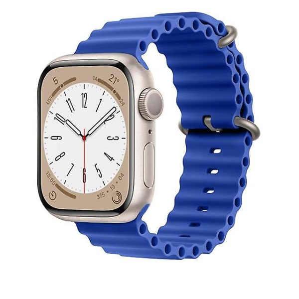 Ocean Rannekoru Apple Watch Ranneke 44mm 40mm 45mm 41mm 49mm 42mm 38mm Älykello silikonihihna Iwatch Ultra Series 7 6 3 Se 8 42 44 45 49mm blue