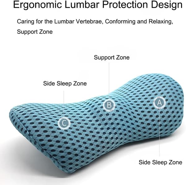 Lendestøttepute, Premium Memory Foam Ryggstøttepute (Mesh-stoff, Blå)