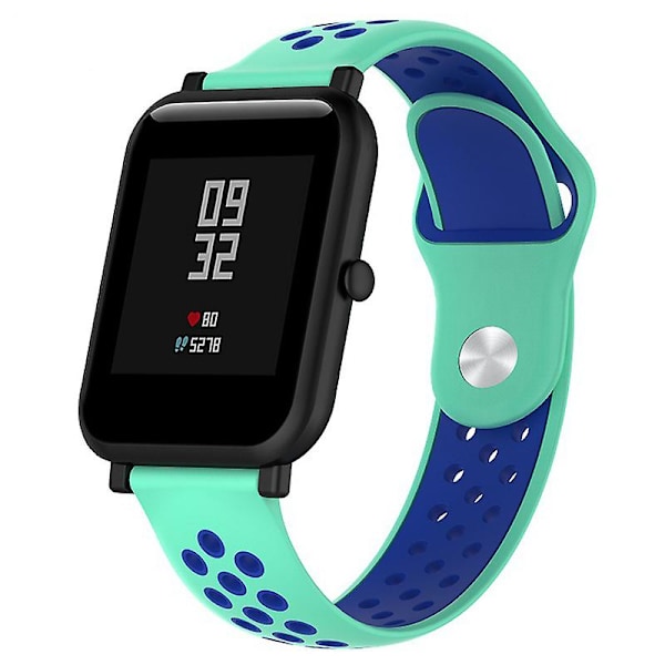 KLB-SSGJ-004 Samsung Gear Sport / Samsung Gear S2 Classic -silikoniranneke 20 mm:n soljella varustettu rannekoru Green  Blue