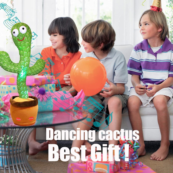 Dancing Cactus Toy, Talking Repeat Singing Sunny Cactus Toy 120 stk Sange til Baby 15S Optag din lyd Syng+Gentag+Dans+Optagelse+LED