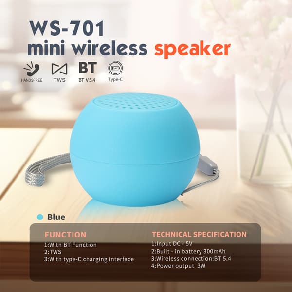 Coluna Bluetooth Ws-701 Tws Bluetooth 5.4 Højttaler (Blå)
