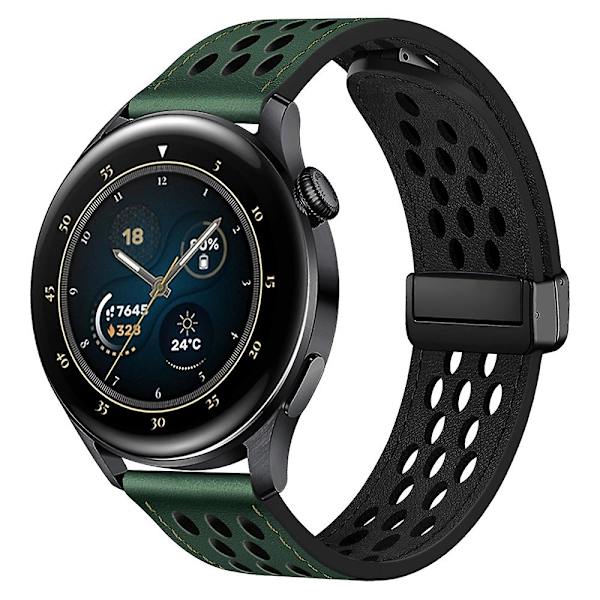 For Huawei Watch GT 3 42mm/ GT 3 Pro 20mm PU Læderrem Hulsdesign Urrem Green