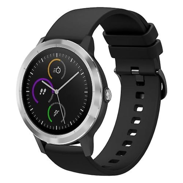 För Garmin Vivoactive 3 20mm Solid Color Soft Silicone Watch Band GVO Black