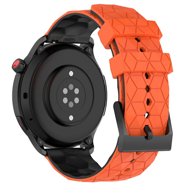 Huami Amazfit GTR 4 46mm:n jalkaranneke, jalkapallokuvioinen kaksiväri 22mm silikoniranneke Orange  Black