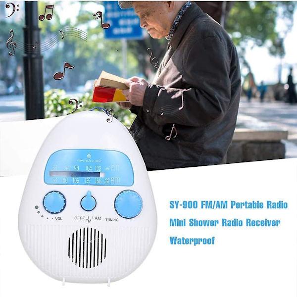 Mini Bruser Radio Vandtæt Badeværelse Radio Batteridrevet Fm/am Radio