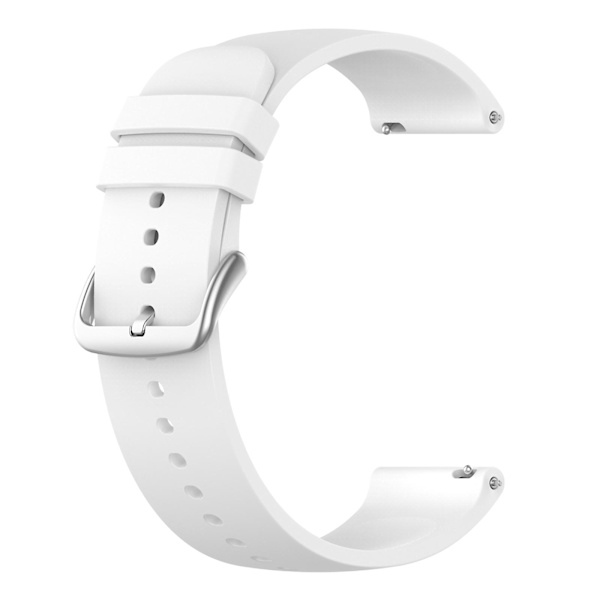 Til Samsung Galaxy Watch 5 Pro 45mm/Huami Amazfit Bip 3/3 Pro Silikonurrem 20mm Justerbar Håndledsrem Justering White Silver Buckle